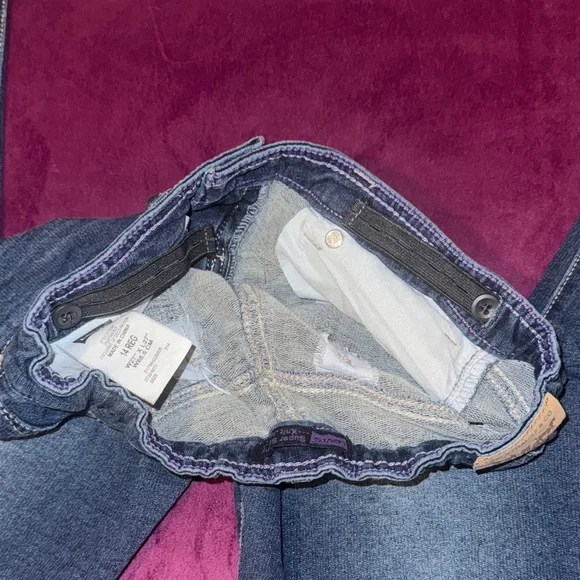 Levi's Classic Indigo Jeans Dark Blue Denim Super Skinny Knit Jean sz 14 Regular - Picture 3 of 14